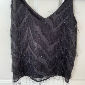 Glam Black Furry Tank Top